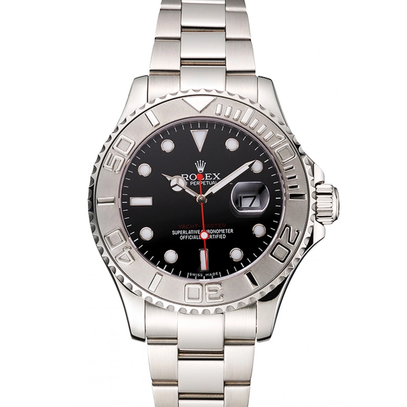 Aaa replica watch Stainless And Yacht-Master Dial Case Rolex Black Steel Bracelet 0706